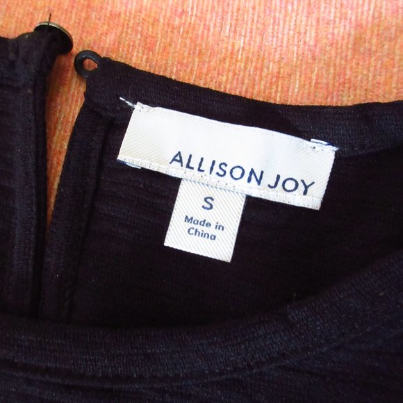 Allison Joy Black Midi Crepe Dress Ruffle Hem Short Rolled Sleeve Evereve Becca - Picture 5 of 7